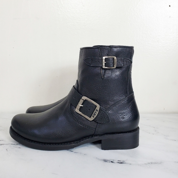 FRYE Vicky Buckle Black Leather Ankle Boots - Picture 3 of 7